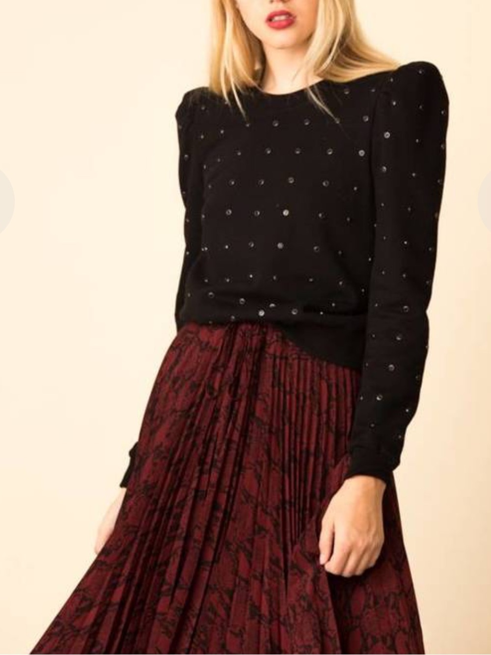 A.L.C. Azalia Embellished Puff-Sleeve Sweatshirt Size M